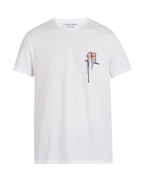 Alexander Mcqueen Logo Embroidered Cotton Jersey T Shirt OnceOff