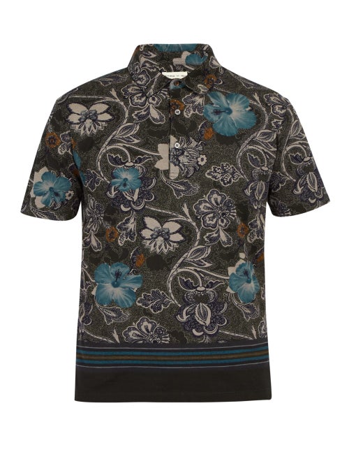 Etro Hawaiian Paisley Print Cotton Piqué Polo Shirt OnceOff