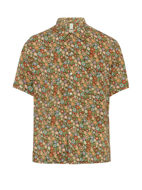 Finamore 1925 Floral Print Short Sleeved Cotton Poplin Shirt OnceOff