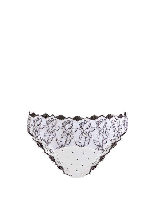 Fleur Of England Floral Embroidered Tulle And Satin Briefs OnceOff