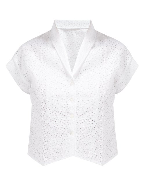 Giuliva Heritage Collection The Adelaide Broderie Anglaise Linen Shirt OnceOff