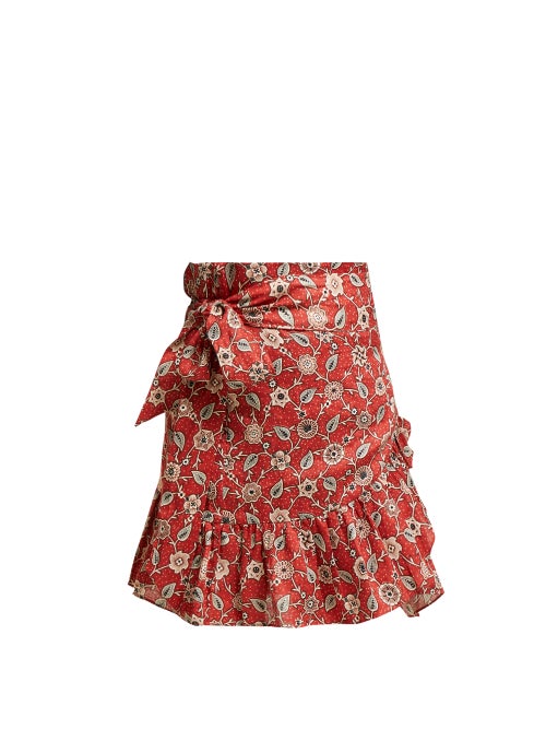Isabel Marant Étoile Tempster Floral Print Cotton Wrap Skirt OnceOff