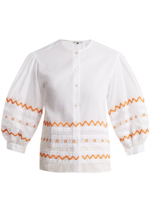 Jupe By Jackie Agrigan Embroidered Cotton Organdy Blouse OnceOff