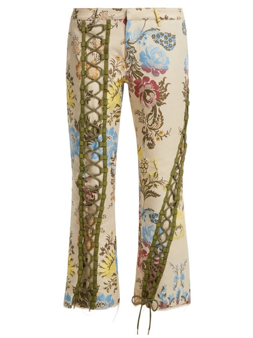 Marques'Almeida Lace Up Floral Jacquard Trousers OnceOff