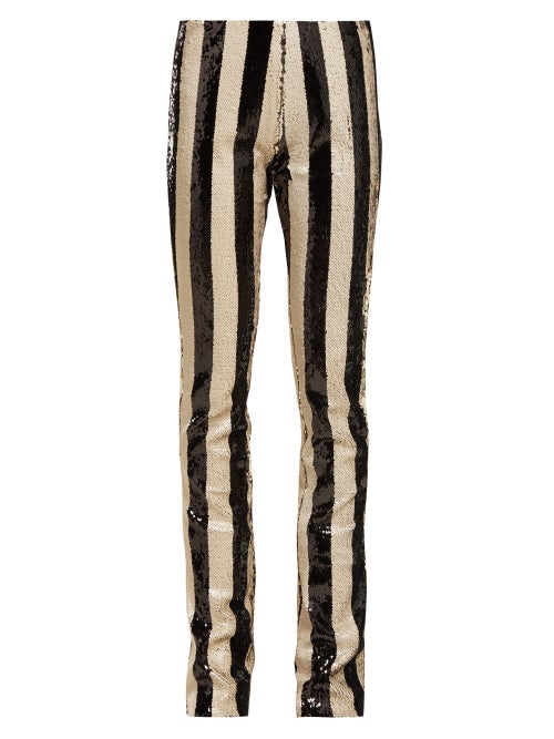 Marques'Almeida Striped Sequin Kick Flare Trousers OnceOff