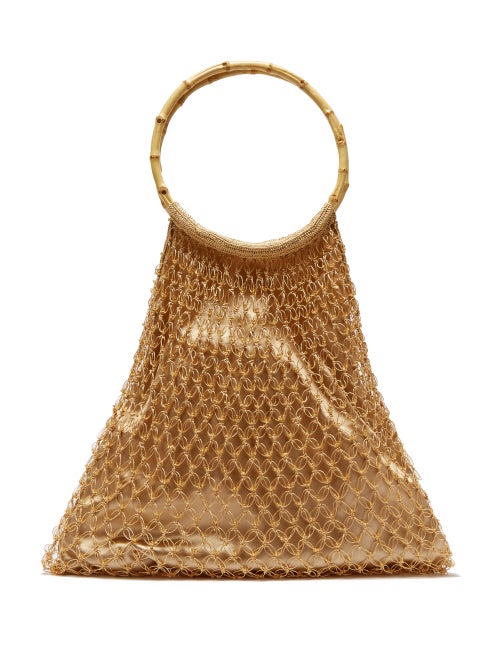 My Beachy Side Aphrodite Bamboo Handle Beaded Crochet Bag OnceOff