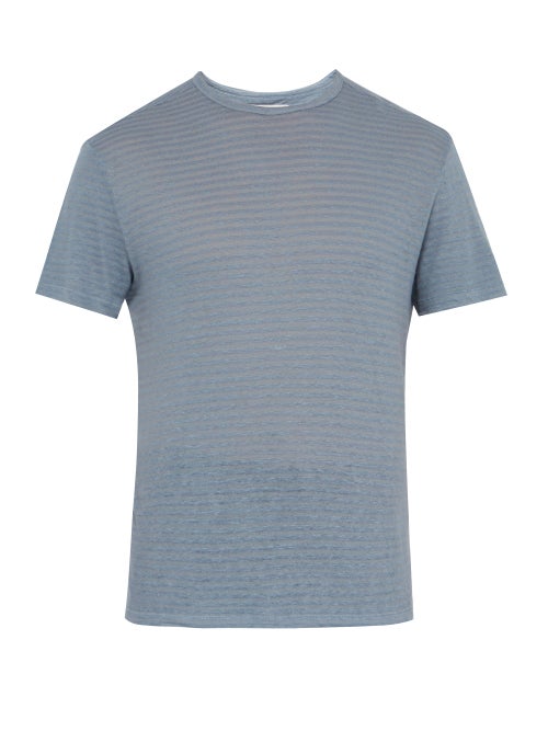 Officine Générale Striped Cotton And Linen Blend T Shirt OnceOff
