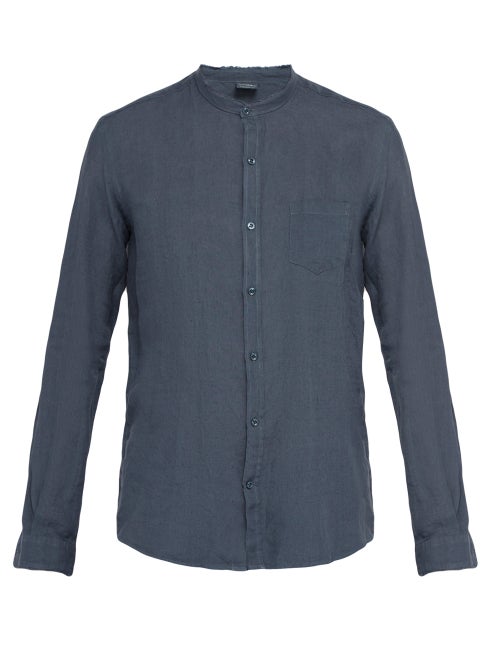 Once Milano Frayed Edge Crushed Linen Poplin Shirt OnceOff