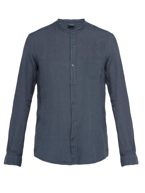 Once Milano  Frayed Edge Crushed Linen Poplin Shirt OnceOff