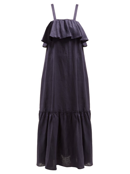 Pour Les Femmes Ruffled Linen Maxi Dress OnceOff