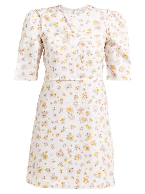 See By Chloé Puffed Sleeve Floral Print Cotton Mini Dress OnceOff