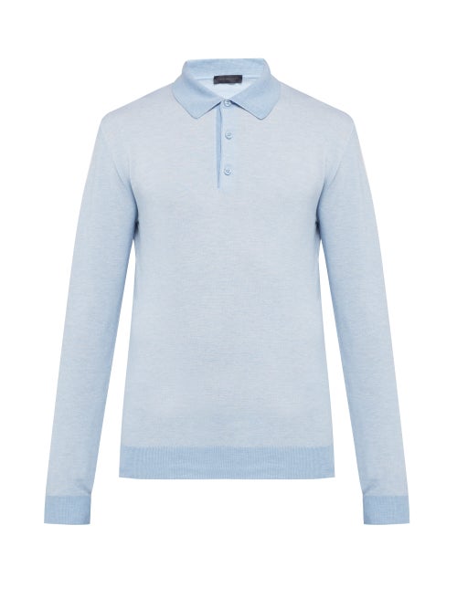 Thom Sweeney Long Sleeved Cotton Piqué Jersey Polo Shirt OnceOff