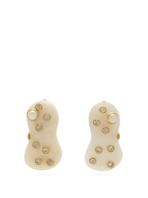 Vanda Jacintho  Amoeba Resin And Pearl Earrings OnceOff